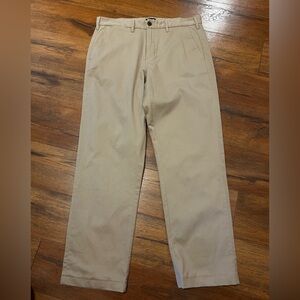 Lands' End Men's 35 Khaki Chinos Flat Fromt Dress Pants Traditional Fit Pockets
